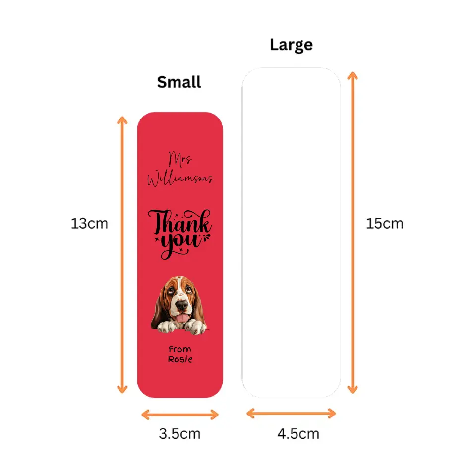 Unique thank you dog bookmark with custom background and heartfelt text