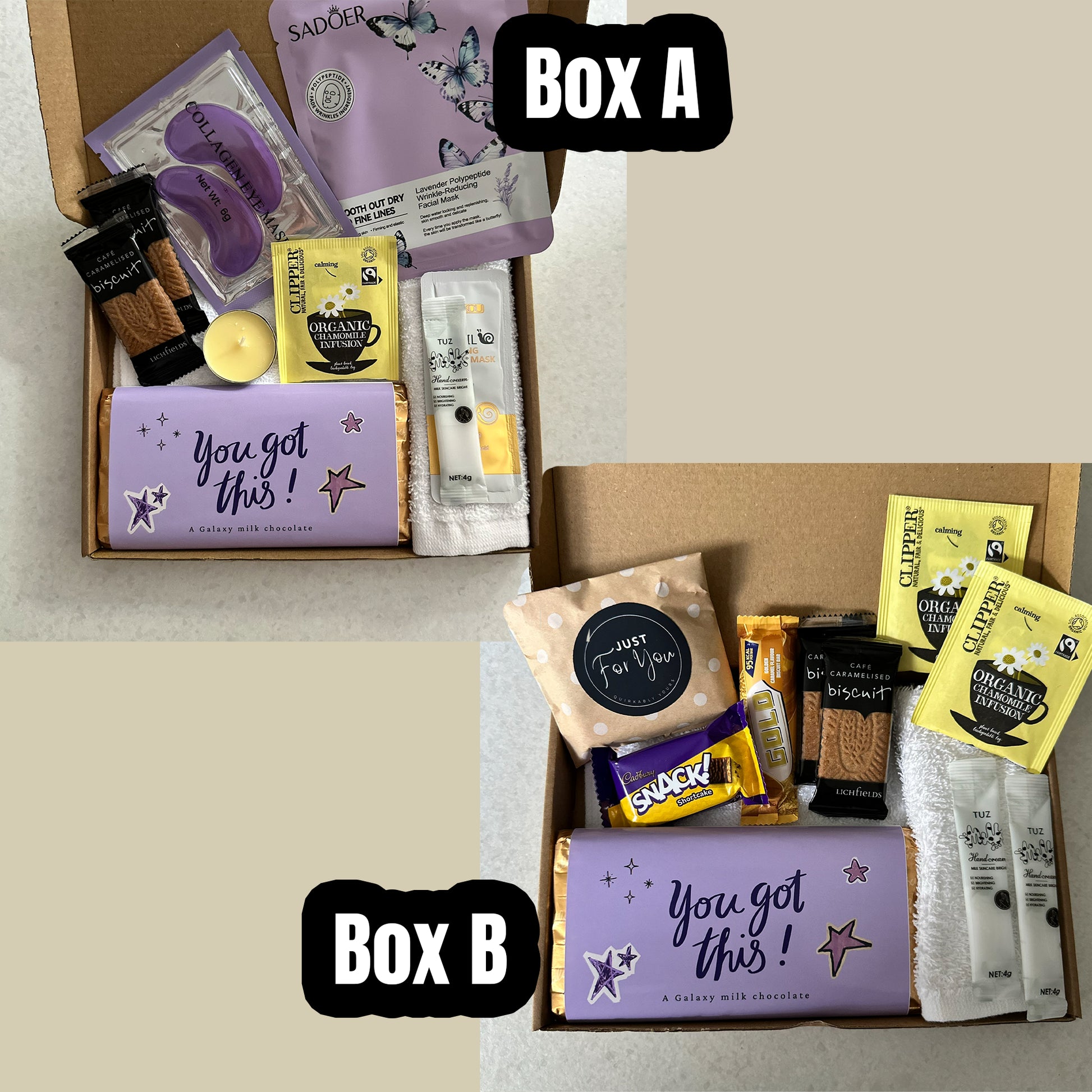 A choice of two you got this motivational gift sets designed to lift spirits