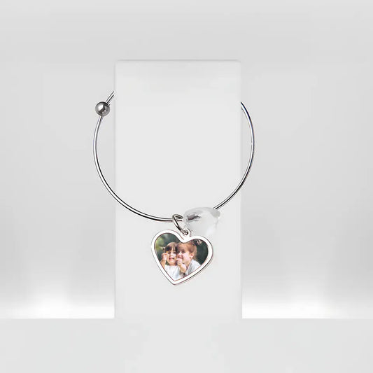 Adjustable Heart Charm Bracelet with Photo