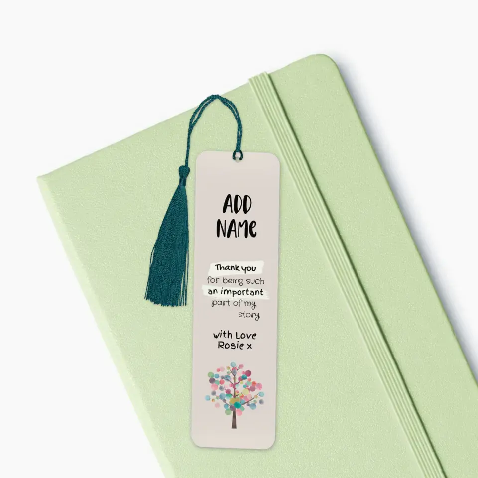 Customisable bookmark ideal for showing appreciation