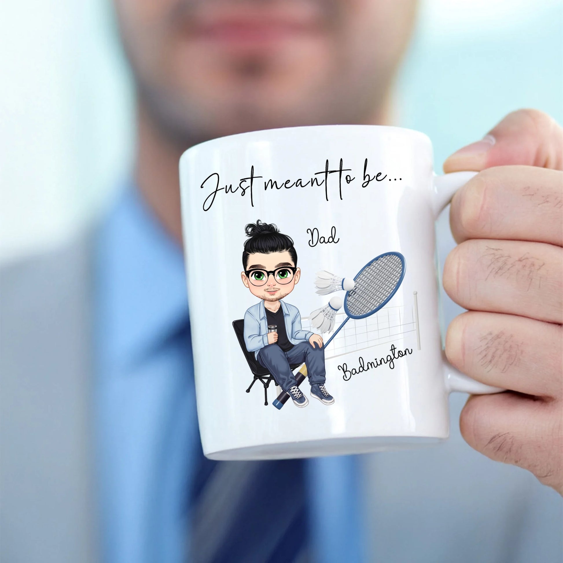 badminton character mug with name