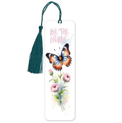 Be the Change Butterfly and Flowers Bookmark