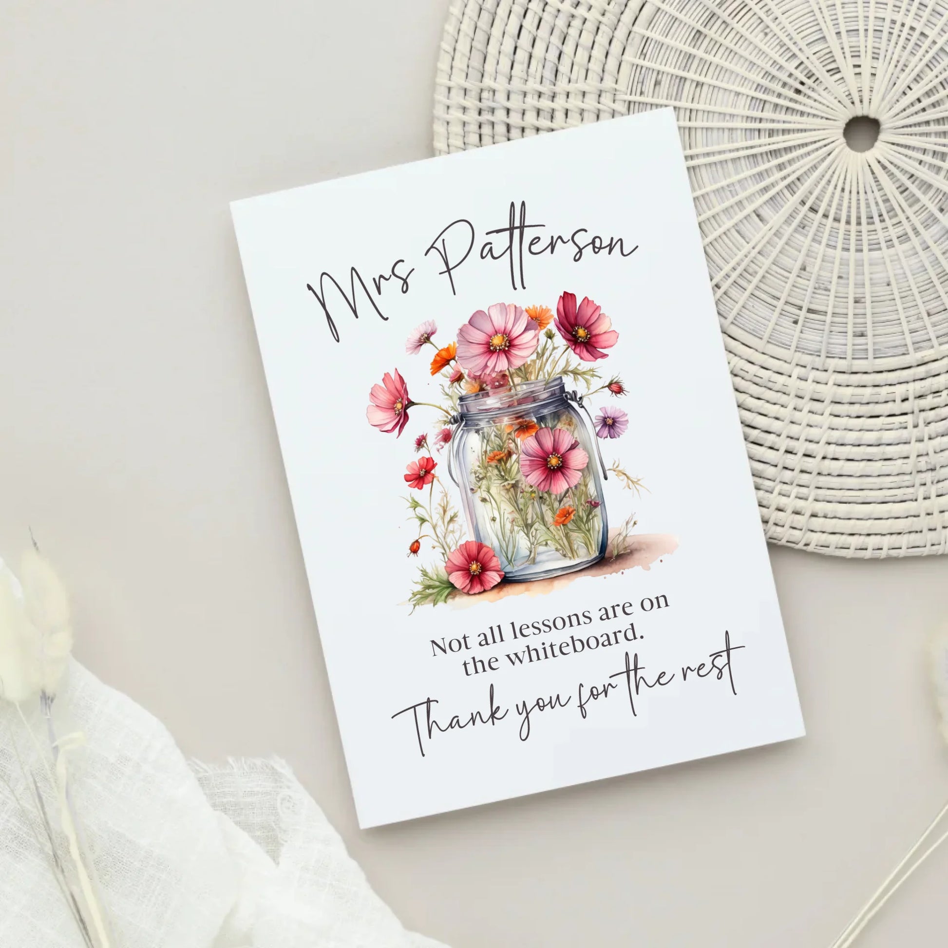 teacher leaving card with quote