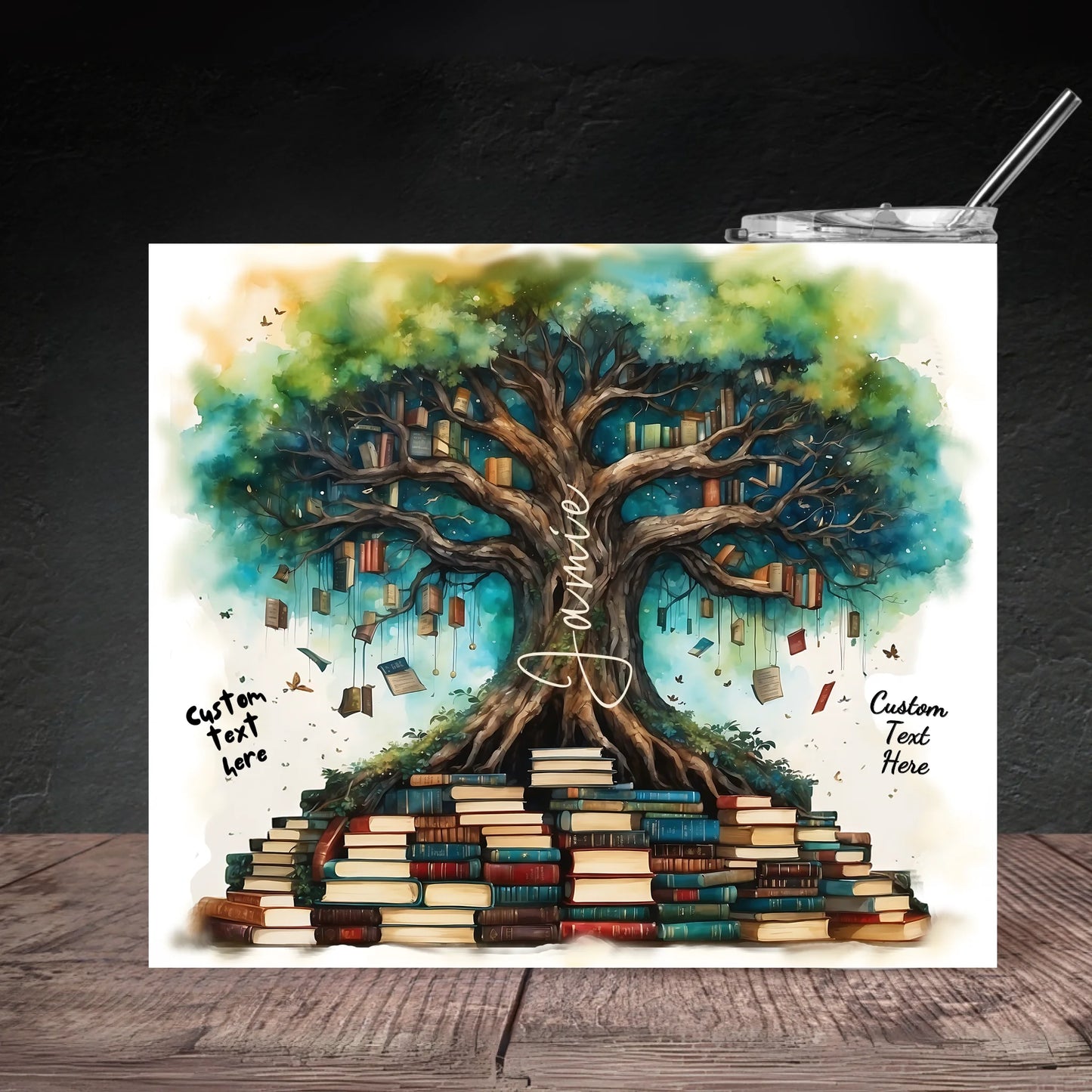 Design mockup custom name tumbler for bookworms