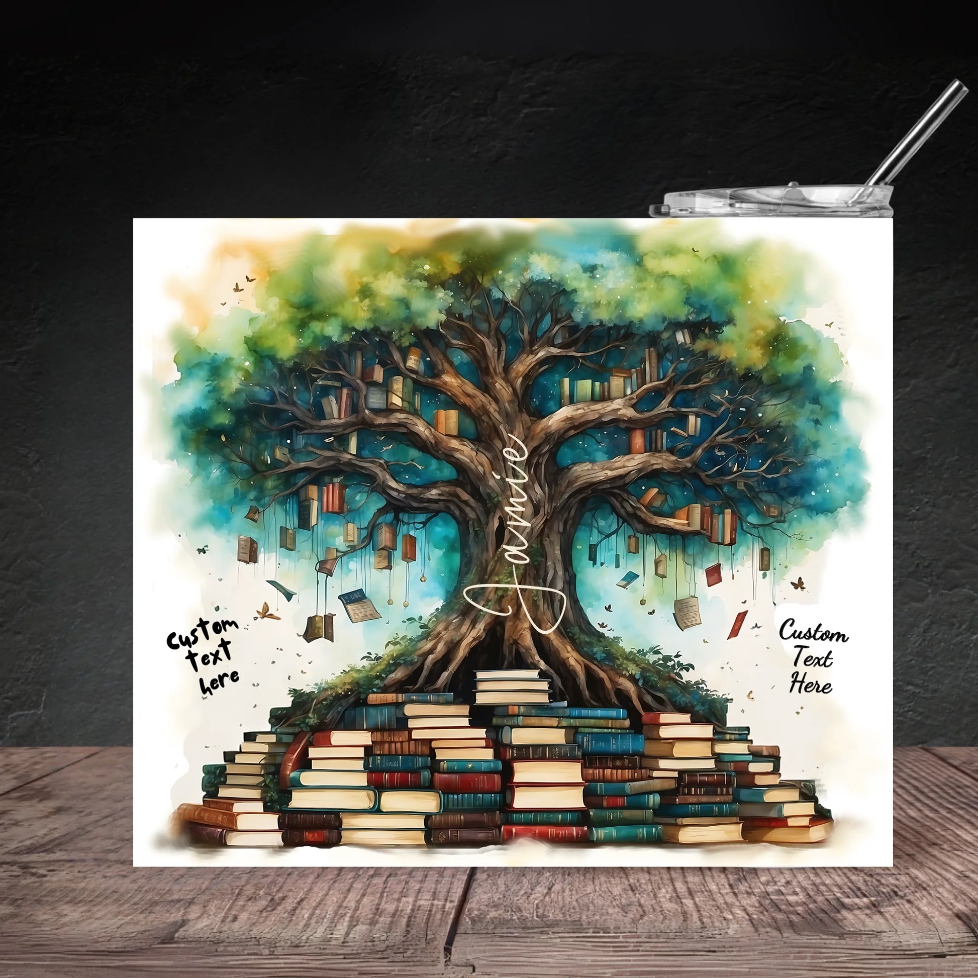 Design mockup custom name tumbler for bookworms