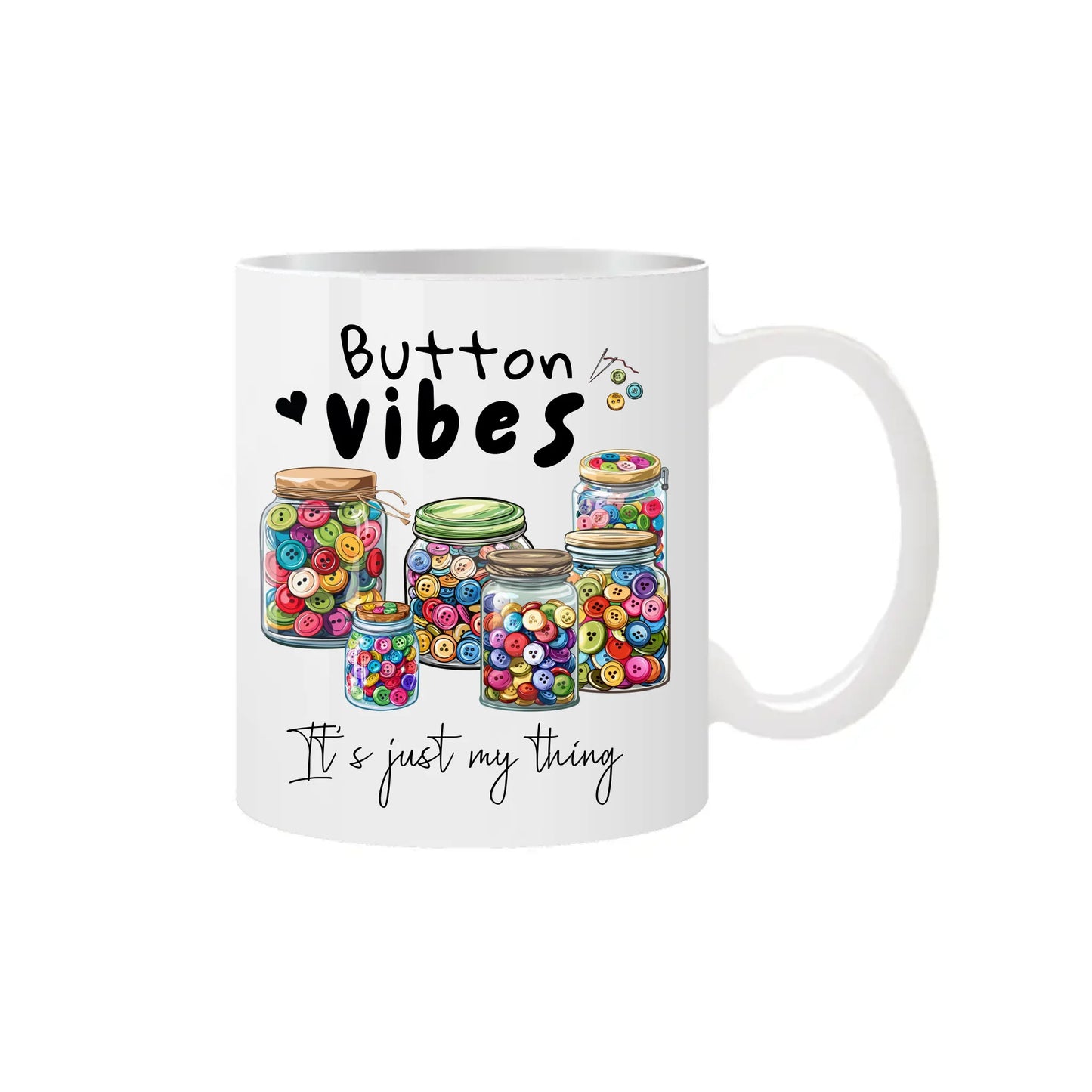 Quirky mug for button lovers