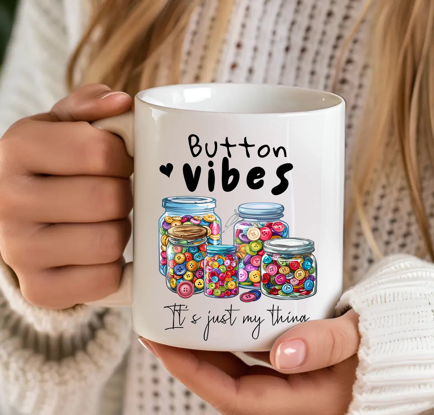 Button mug for crafters