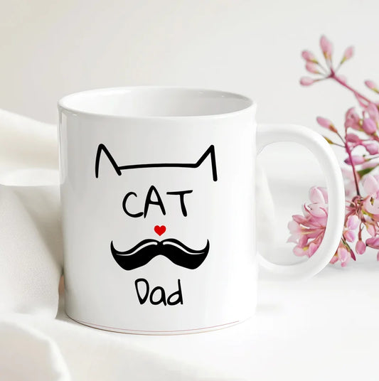 Cat Dad Custom Moustache Mug