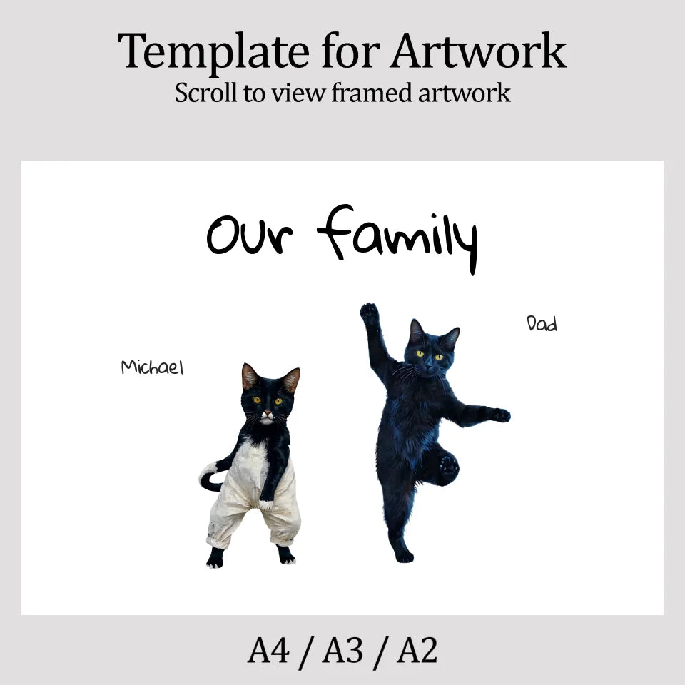 Artwork template Personalised dancing cats with family names