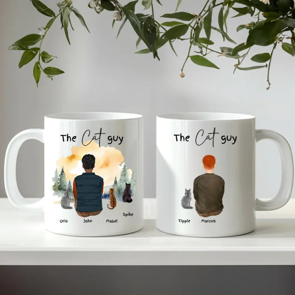 Cat lover mug with custom hair and top