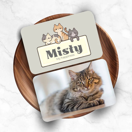Personalised cat wallet card with custom message