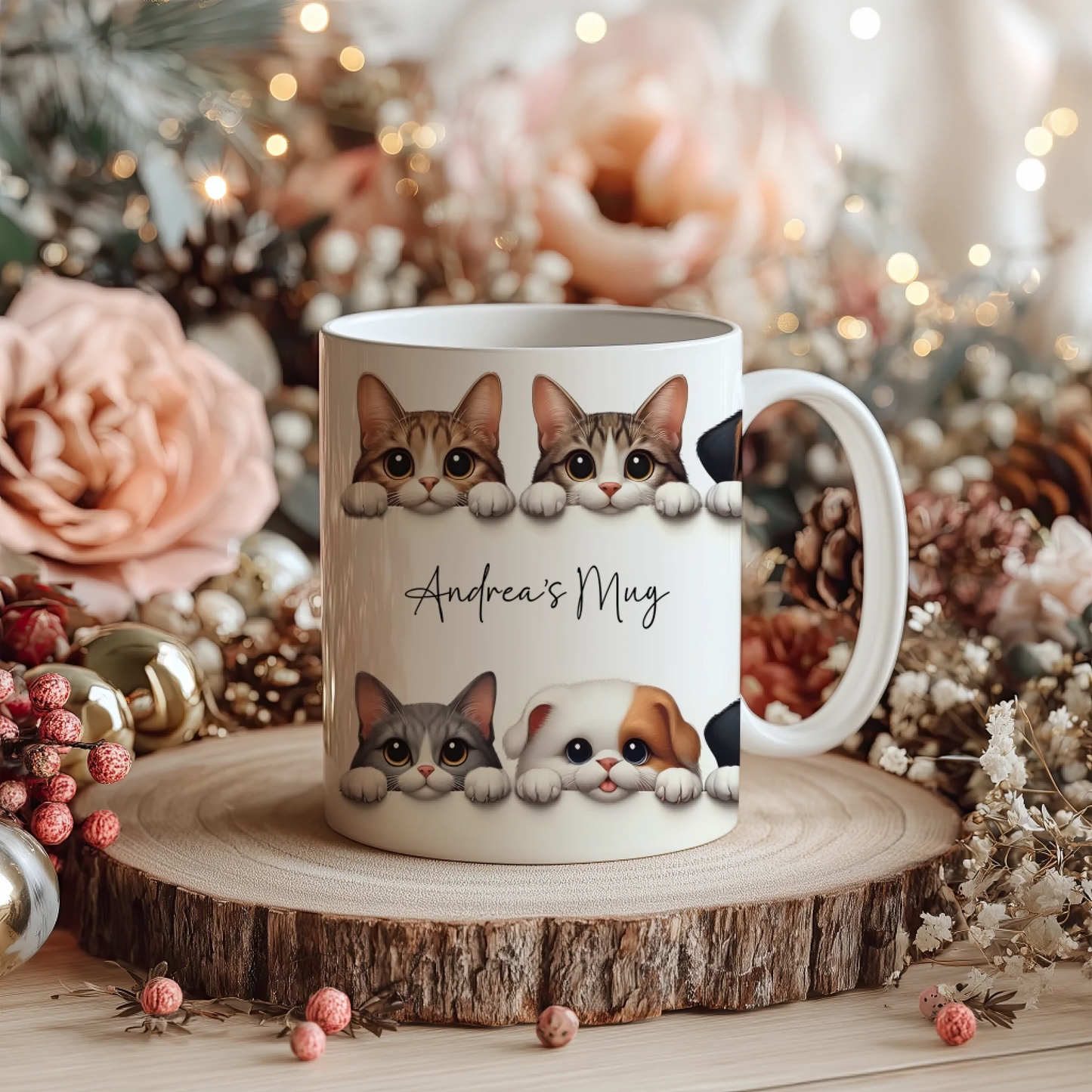 Peeking cats Dogs mug gift set for pet owners