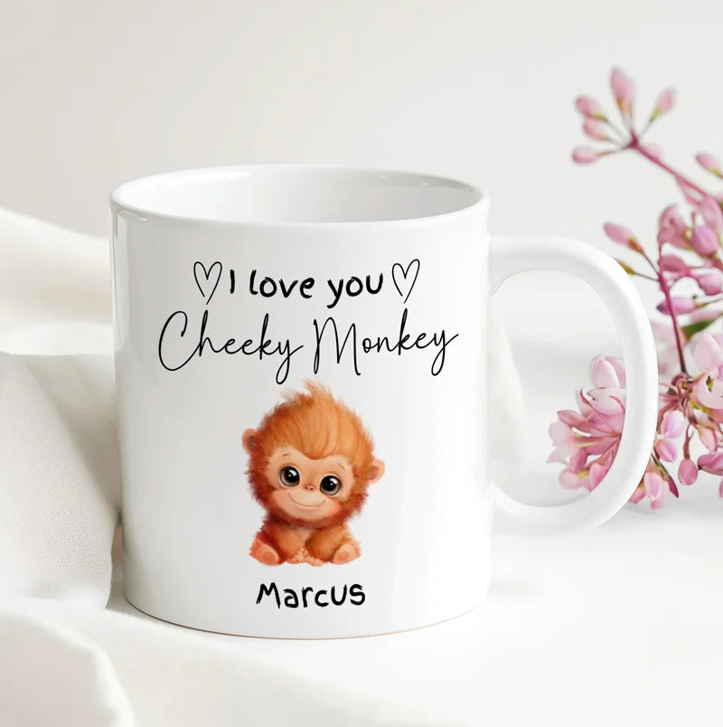 Personalised cheeky monkey I love you mug romantic gift UK