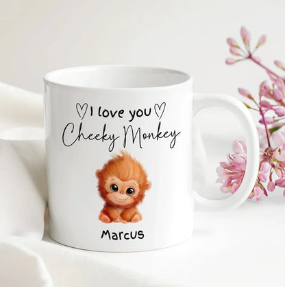 Personalised cheeky monkey I love you mug romantic gift UK