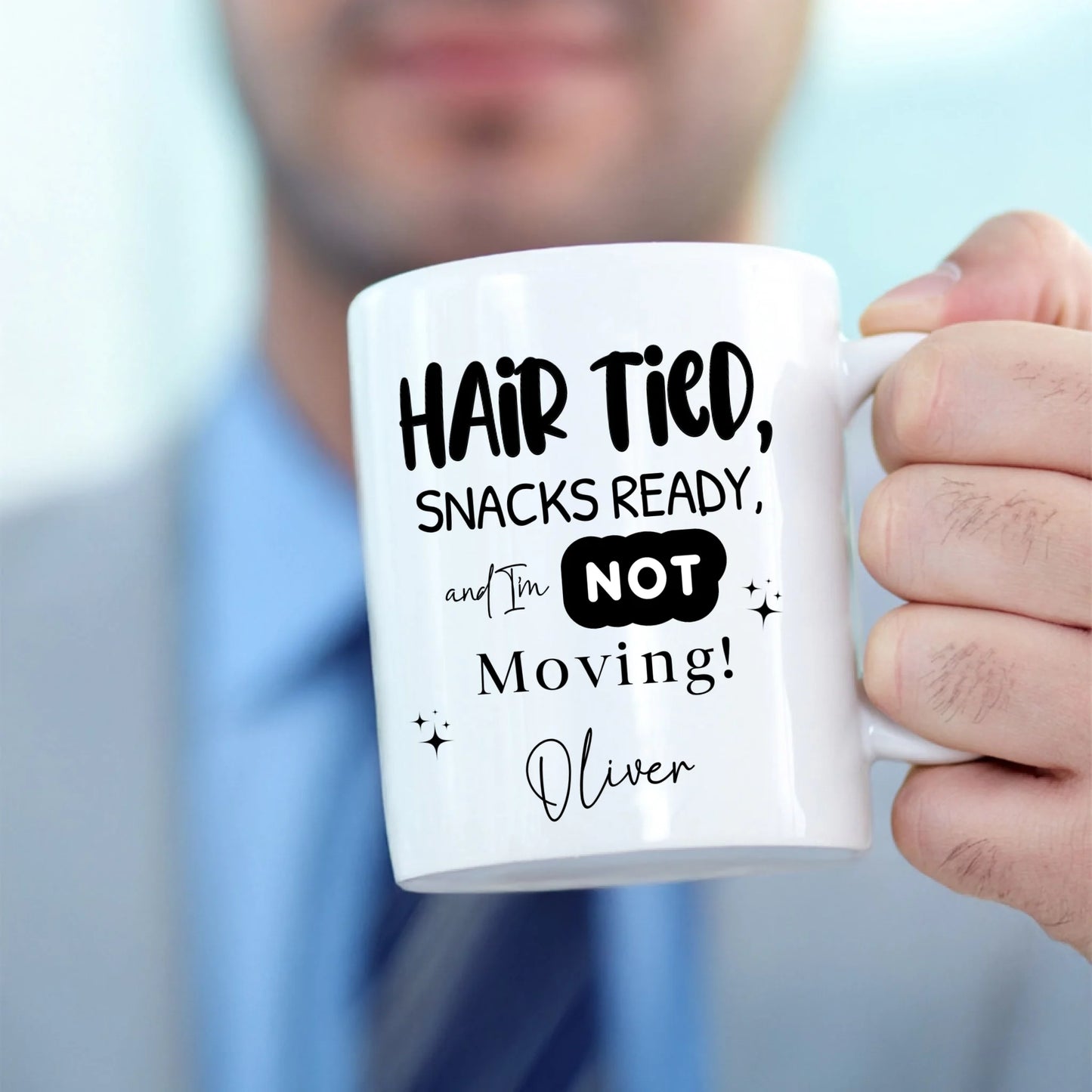 Humorous coffee mug for avoiding chores