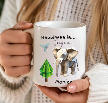 Fun personalised mug with origami art