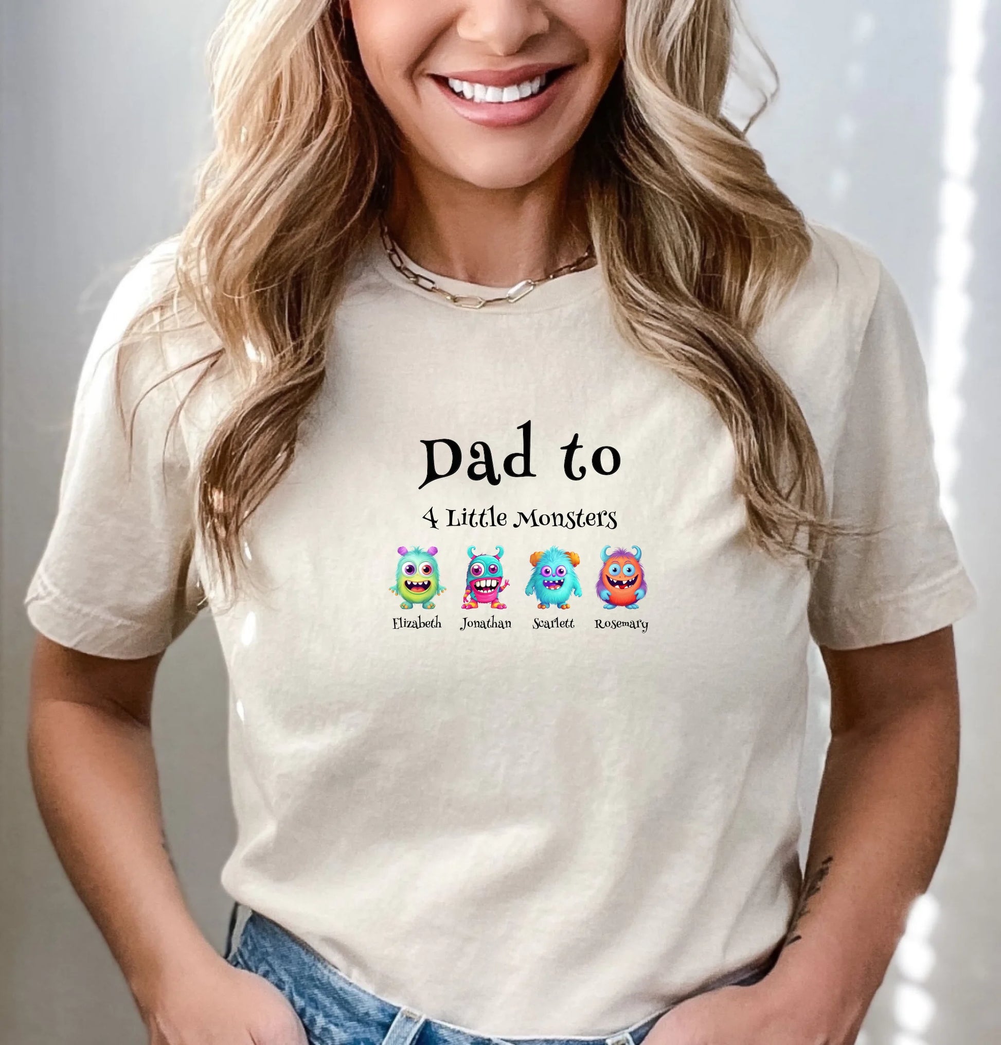 Cute monster family t-shirt with kids' names