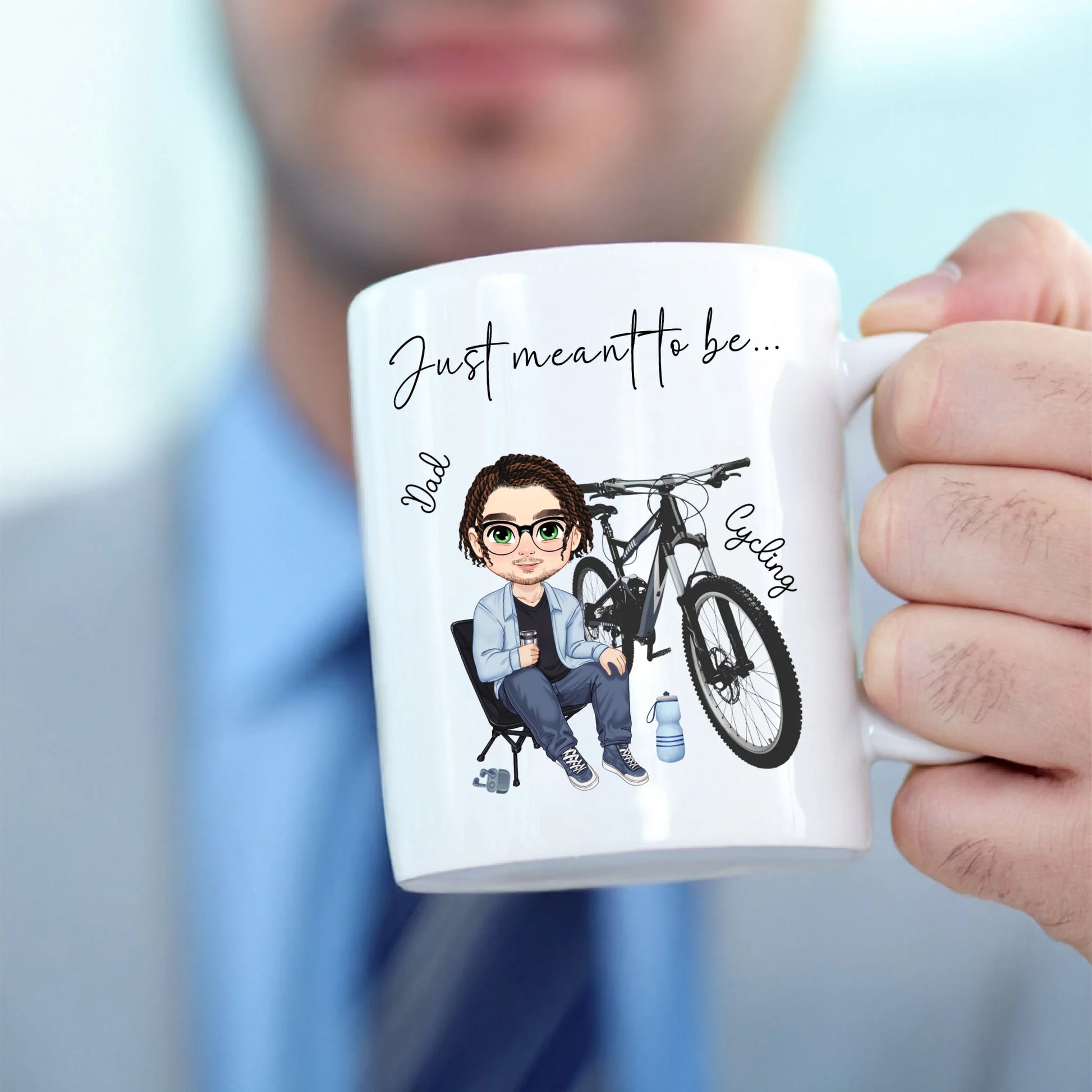 chibi cyclist character mug for dad