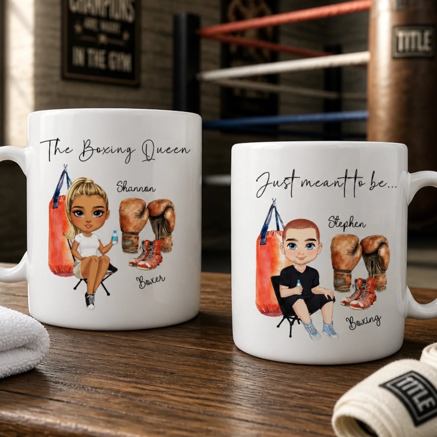 Personalised coffee mug for amateur and professional boxers