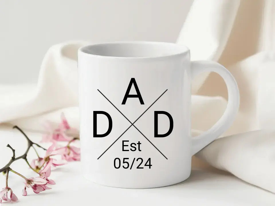 Bold Letters DAD Mug on White Background