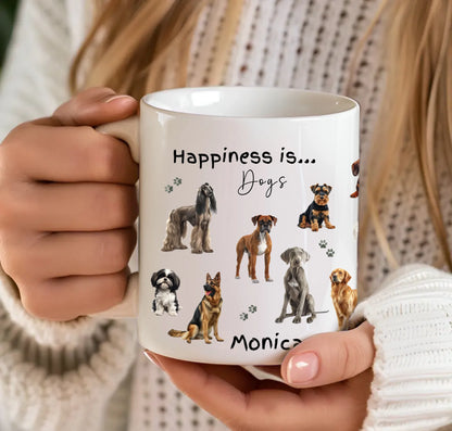 Happiness is dogs personalised mug