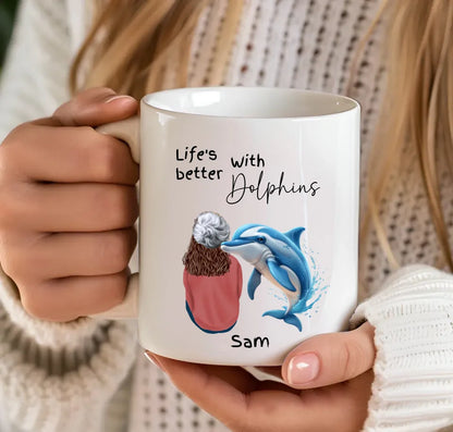 dolphin-themed coffee mug