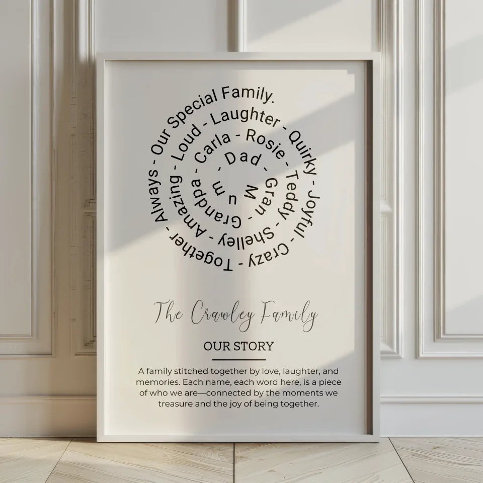 Modern Family Word Art Spiral