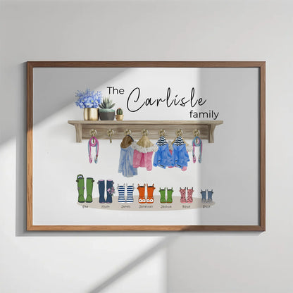 Custom wellies print for families with coats and pets