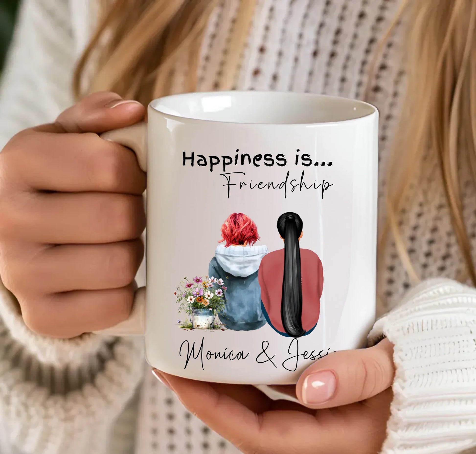 Happiness is friendship mug with names