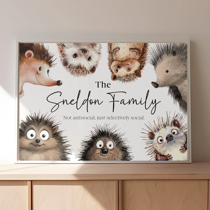 Unique Hedgehog Family Wall Art