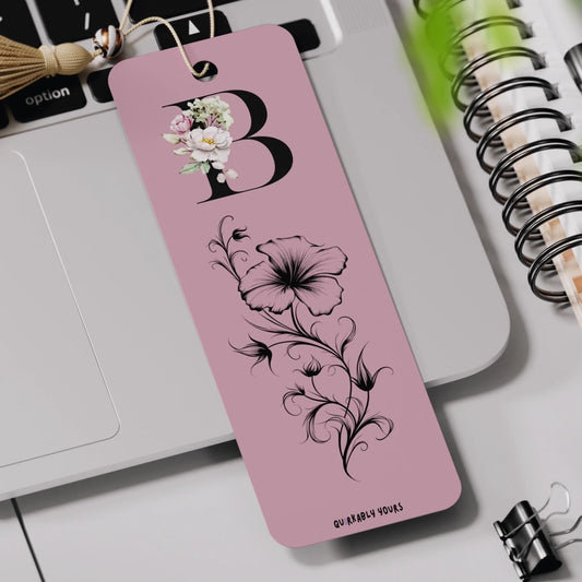 Birthflower bookmark personalised with name and choice of background colour