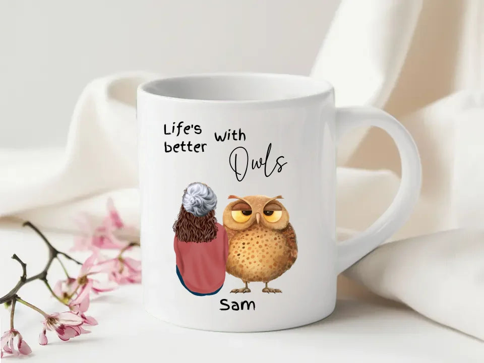 Quirky owl-themed ceramic mug