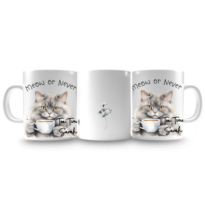 Custom name tea mug with cat design