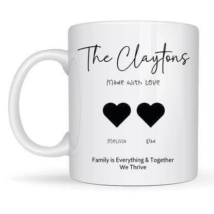 Our Family black hearts mug with names