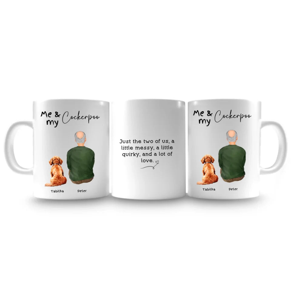 Custom mug with Cockerpoo and owner