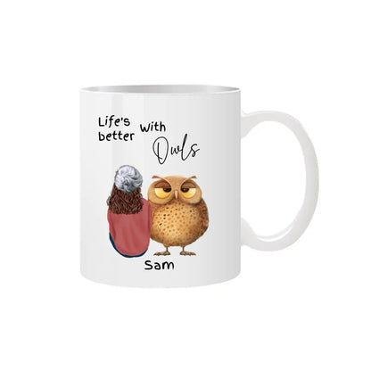 Personalised ceramic owl mug design