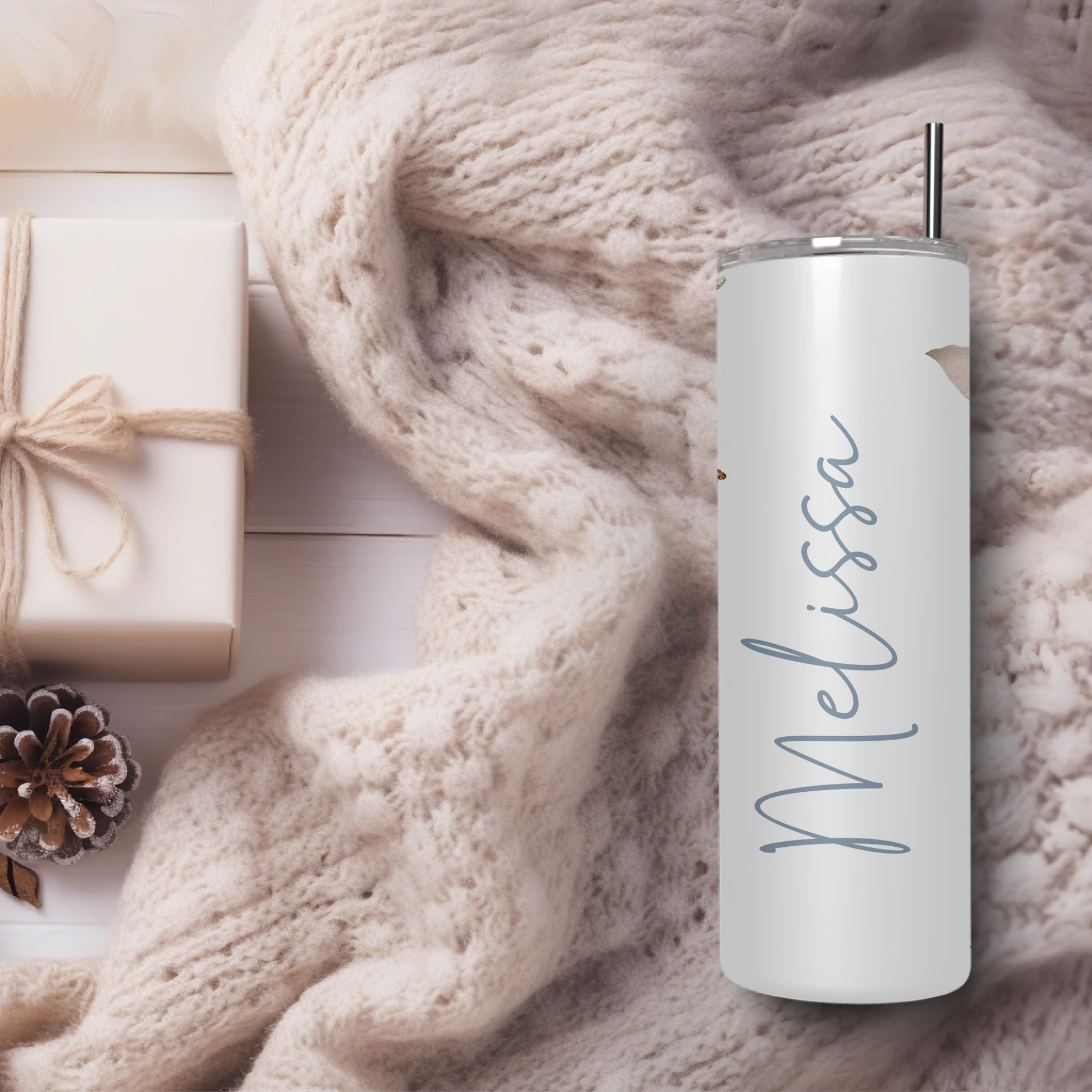 personalised thank you gift – floral travel cup
