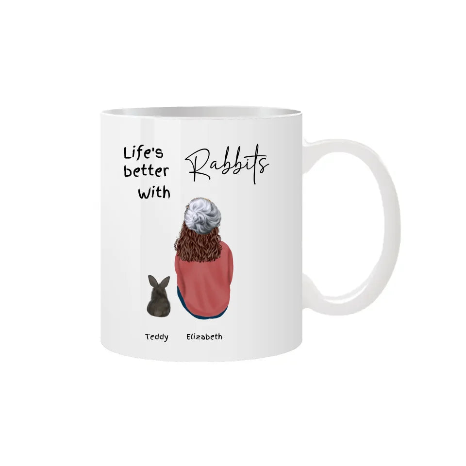 Customisable mug with up to 3 rabbits