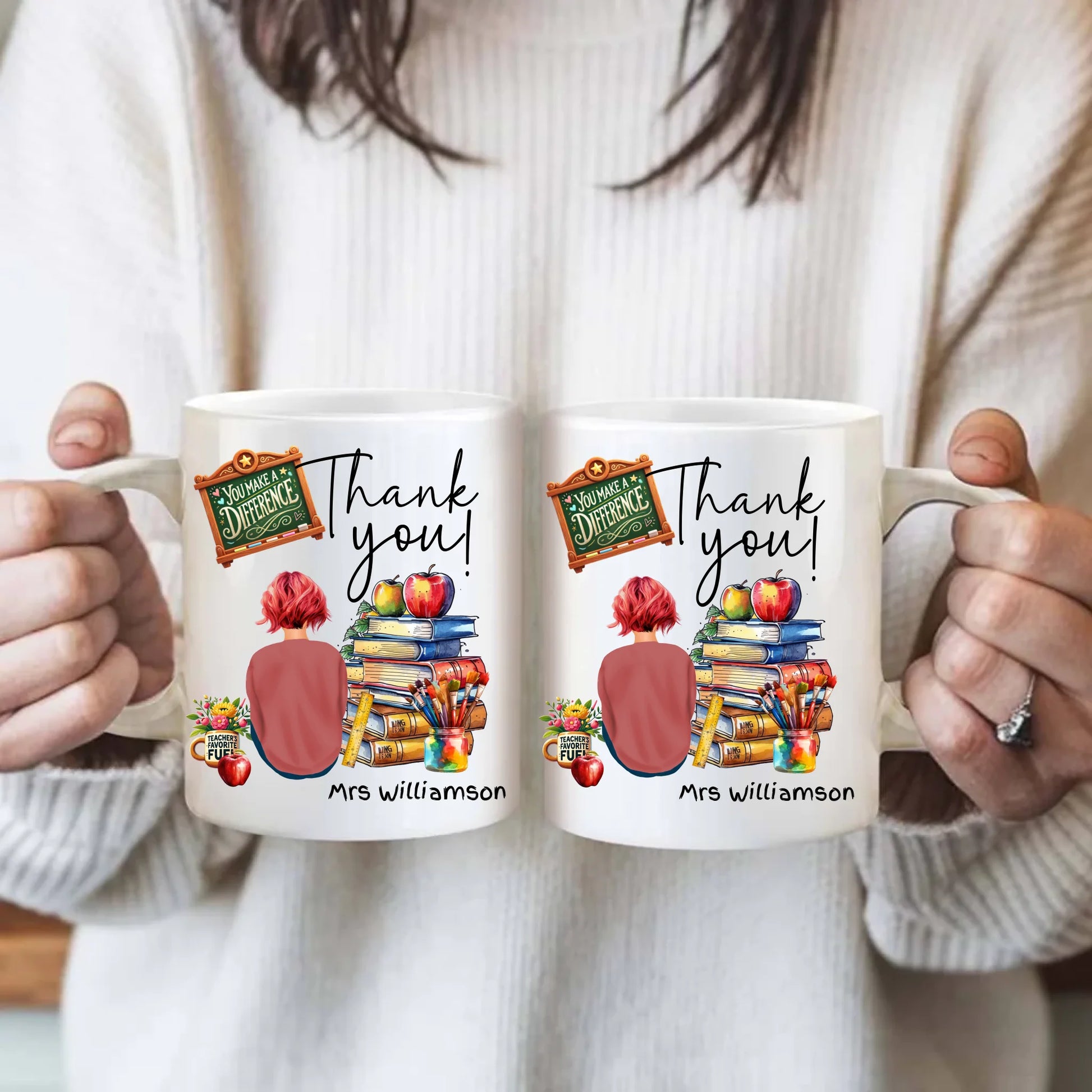 custom cartoon teacher mug UK