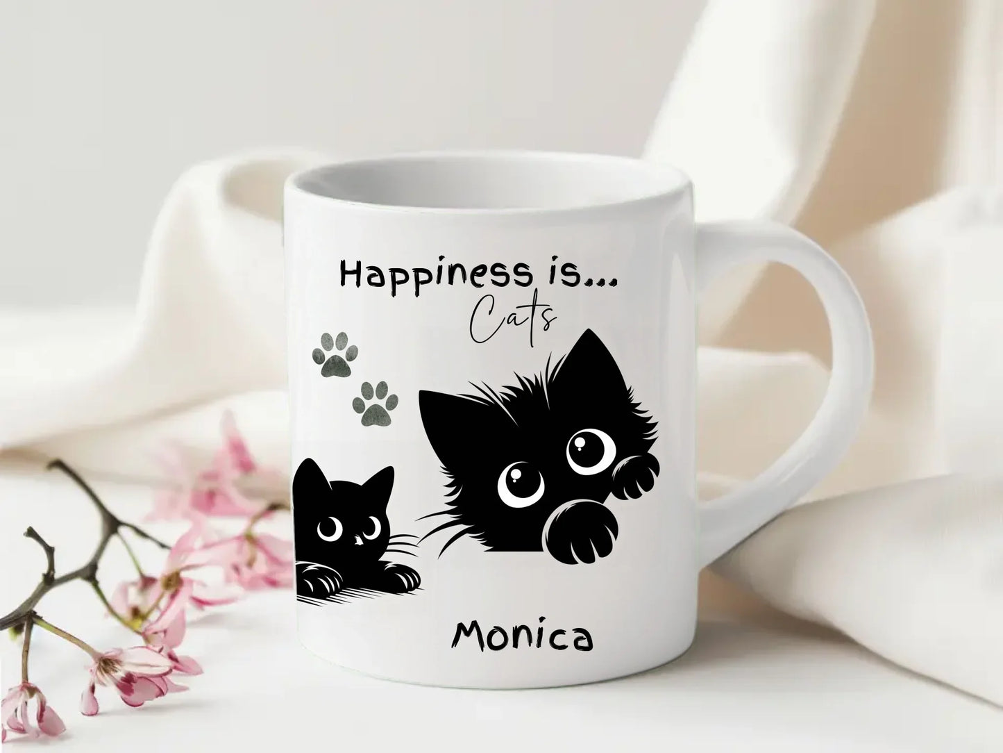 cute black cat mug