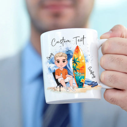 Cute surf character coffee mug – ideal gift ideas for surfer lovers