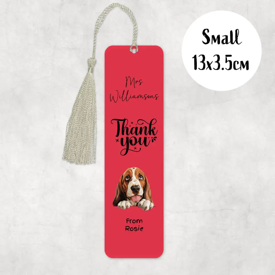 Customisable dog bookmark with thank you text gift