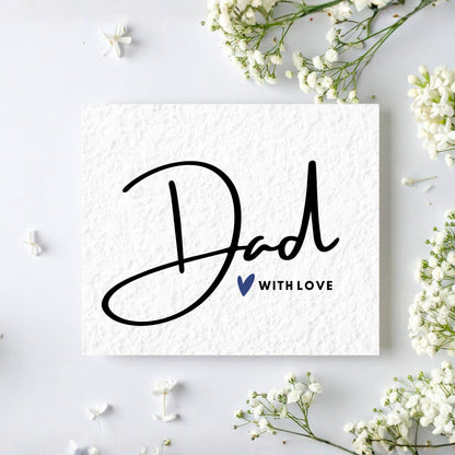 Card with 'Dad with Love' text for Dad chocolate box