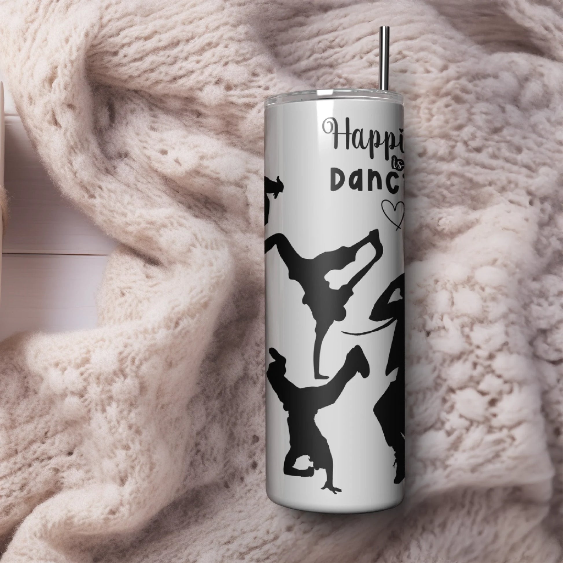 modern black and white dance tumbler