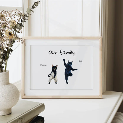 Custom dancing cats artwork for family