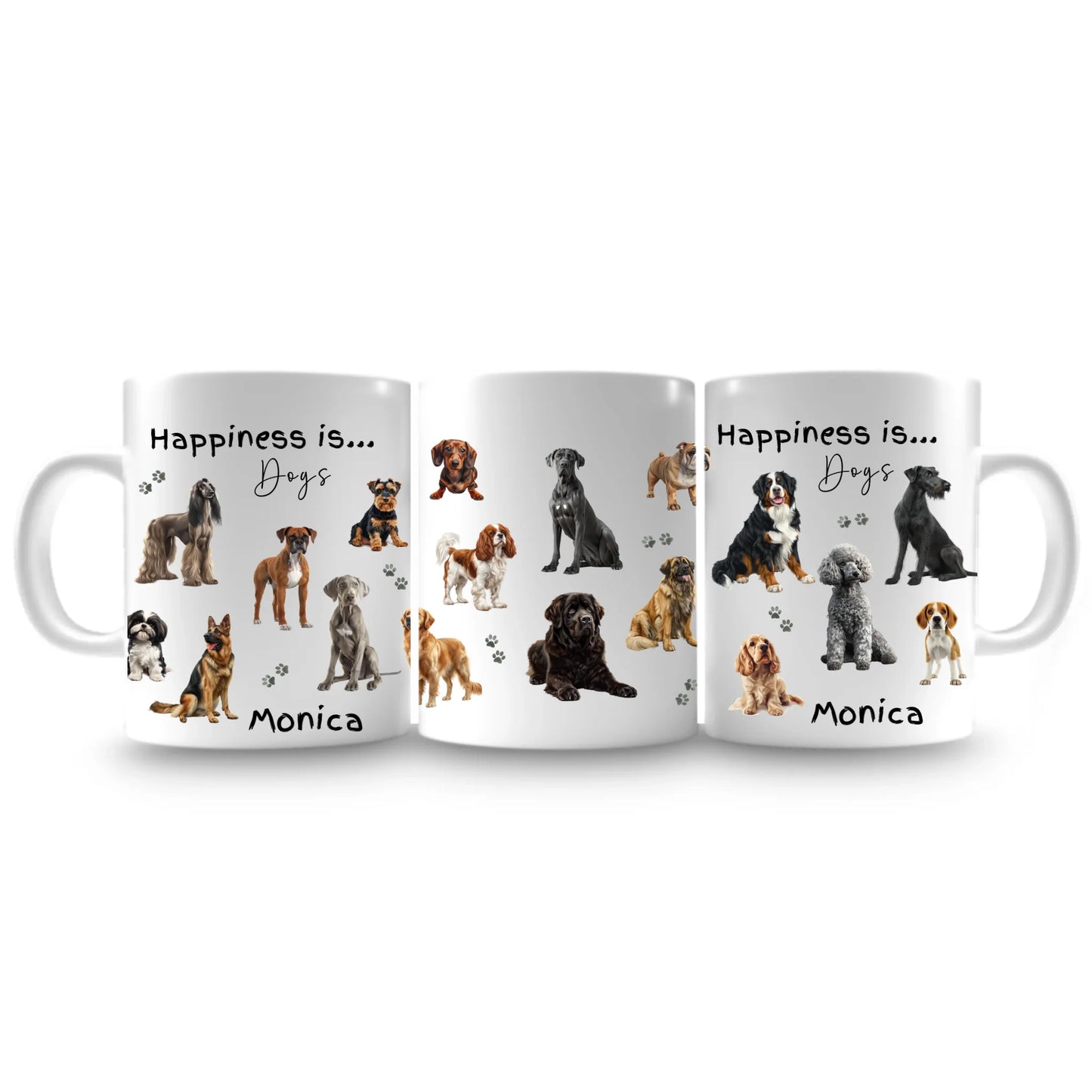 mug with dog breed illustrations