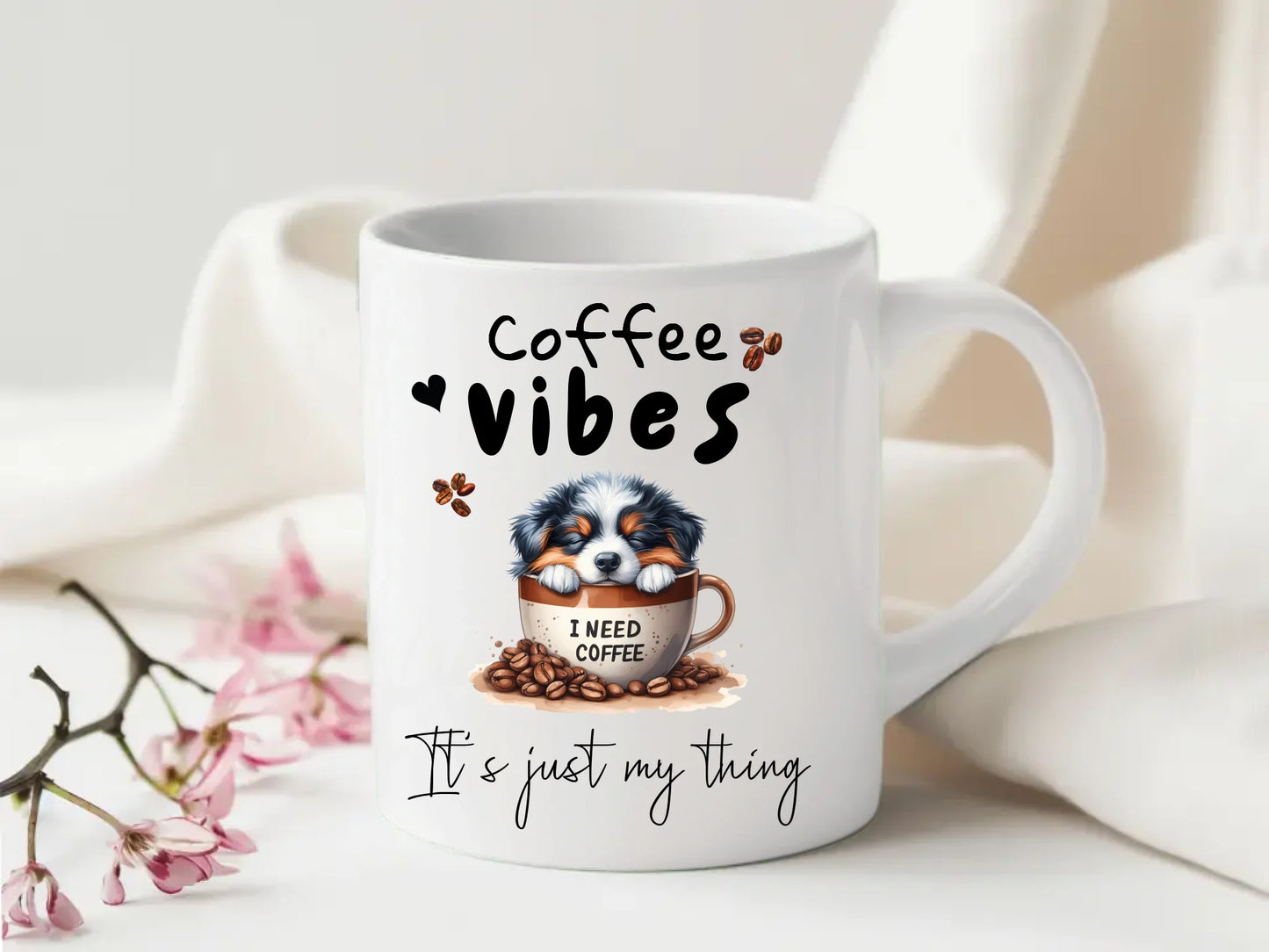 "I need coffee" dog mug