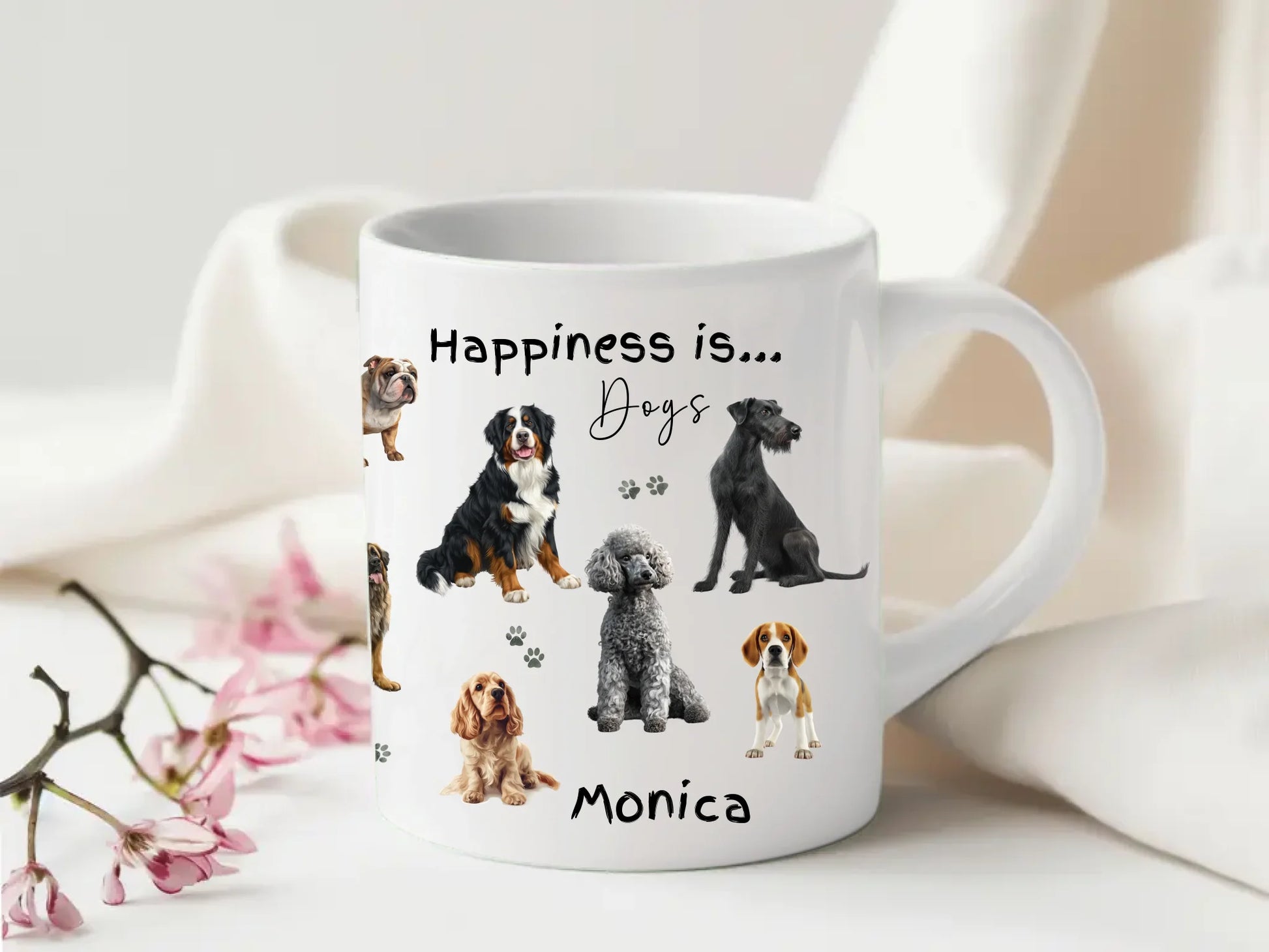 Happy dog lover mug with name