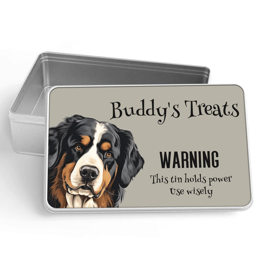 Personalised dog treat tin with custom name