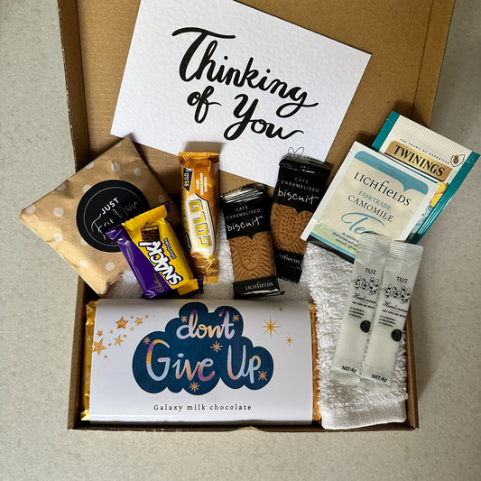 Don’t give up encouragement gift box with pamper or treat options